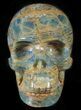Carved, Blue Calcite Skull - Argentina #63274-1